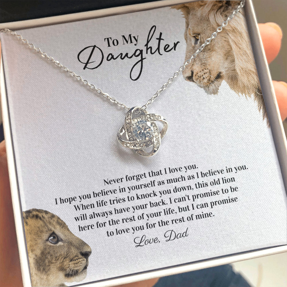 To My Daughter – Father Lion – Love Knot Necklace