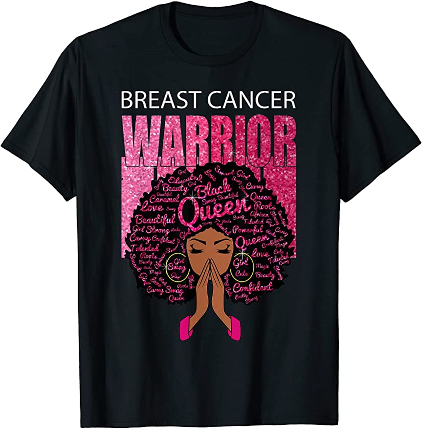 Black Queen Melanin Breast Cancer Warrior Juneteenth Freedom T-Shirt