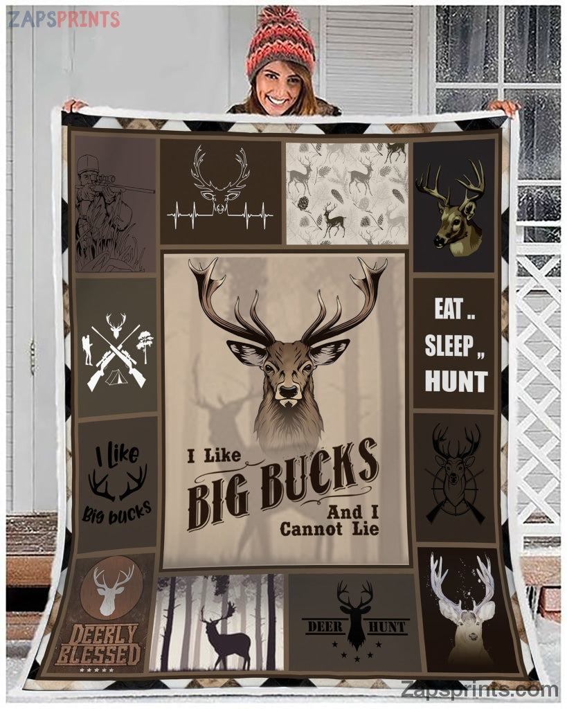 I Like Big Bucks And I Cannot Lie Blanket, Eat Sleep Hunt Blanket, Hunting Blaket