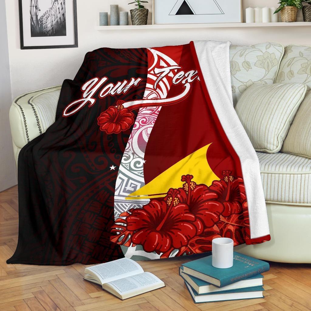 Tokelau Polynesian Custom Personalised Premium Blanket – Coat Of Arm With Hibiscus – BN12