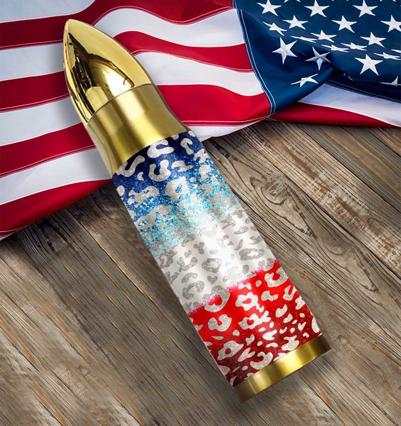 Twinkle America Usa 4Th Of July Bullet Tumbler Aunt Gifts – Leopard Us Party America Flag New Water Bottle Stainless Steel Tumbler – Gosb0064