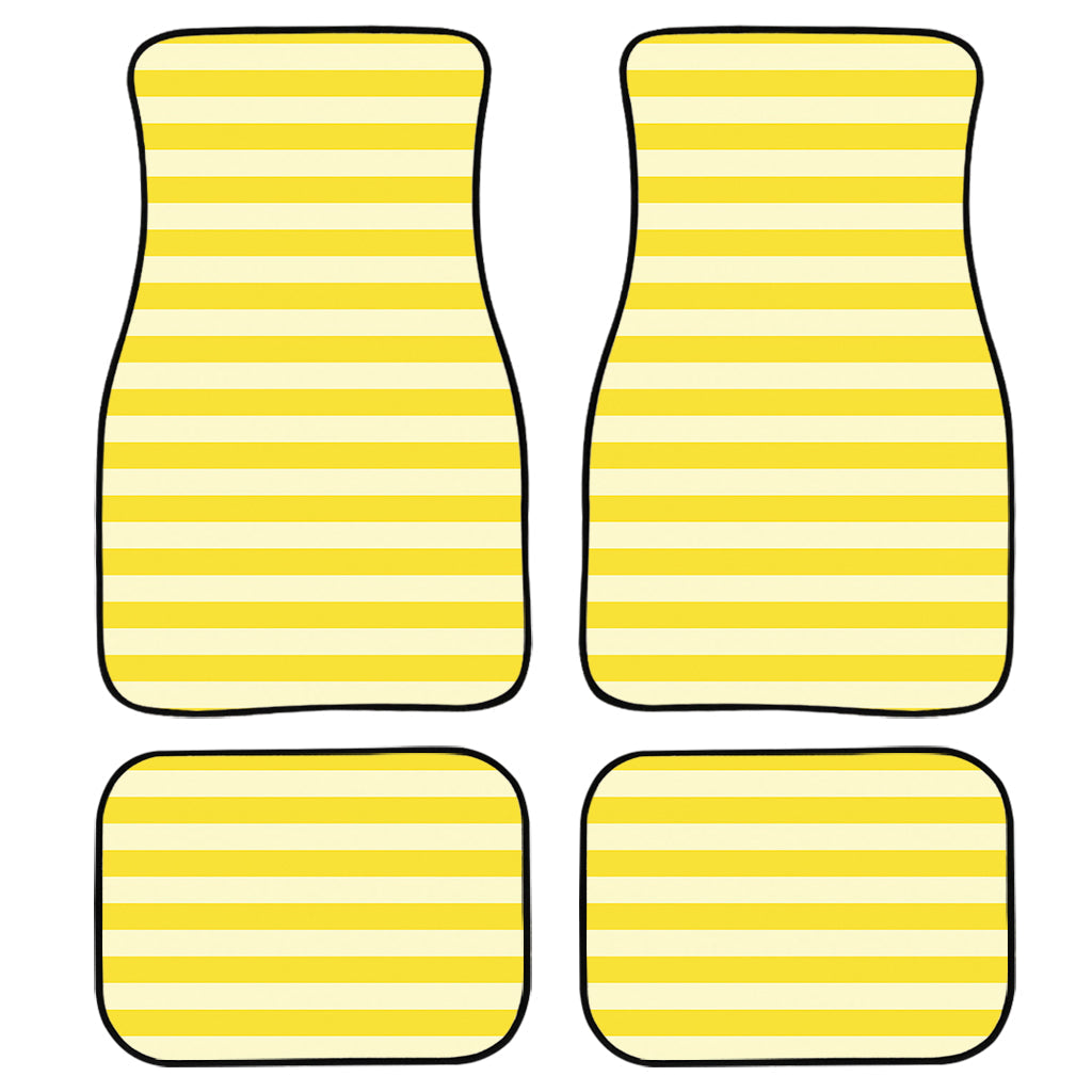 Yellow Striped Pattern Print Front And Back Car Floor Mats, Front Car Mat