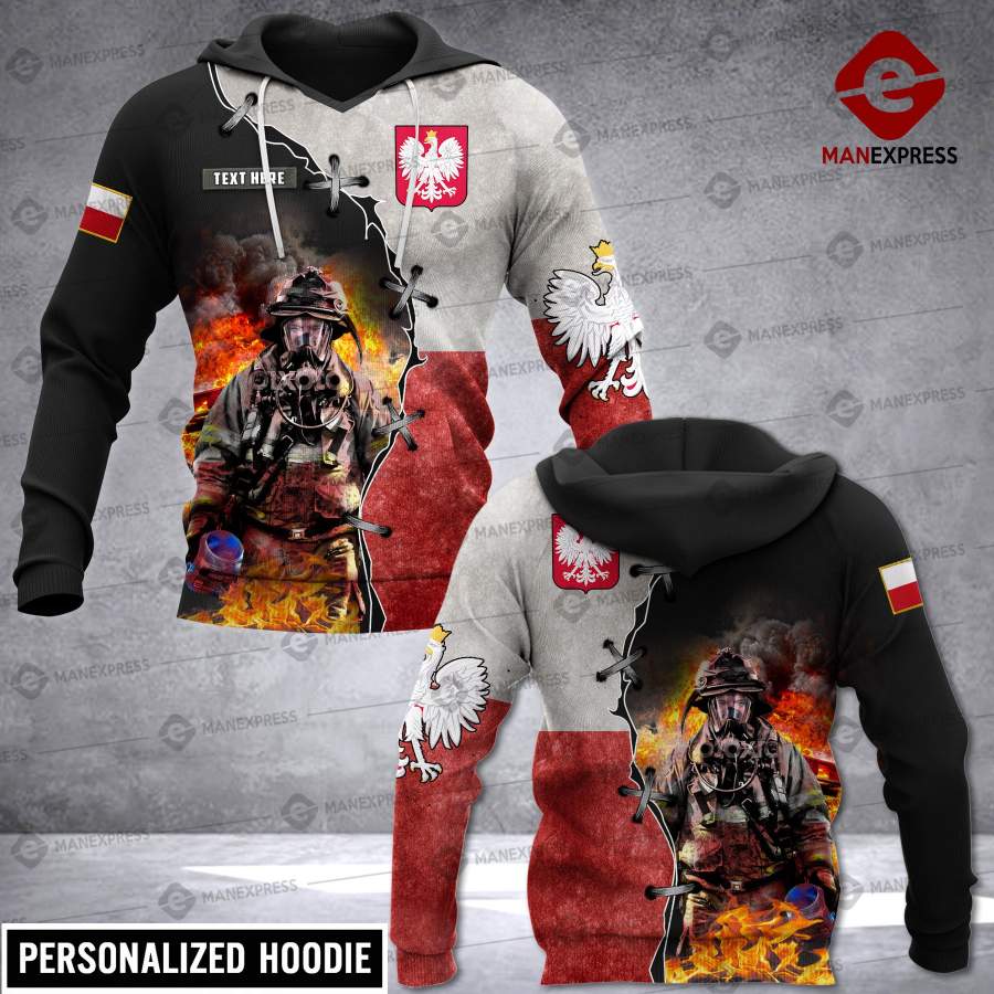 Personalized Polish Firefighter 3D printed hoodie XKV Poland