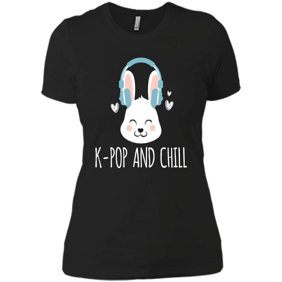 Cute Easter Bunny K-Pop And Chill Premium T-Shirt Next Level Ladies Boyfriend Tee