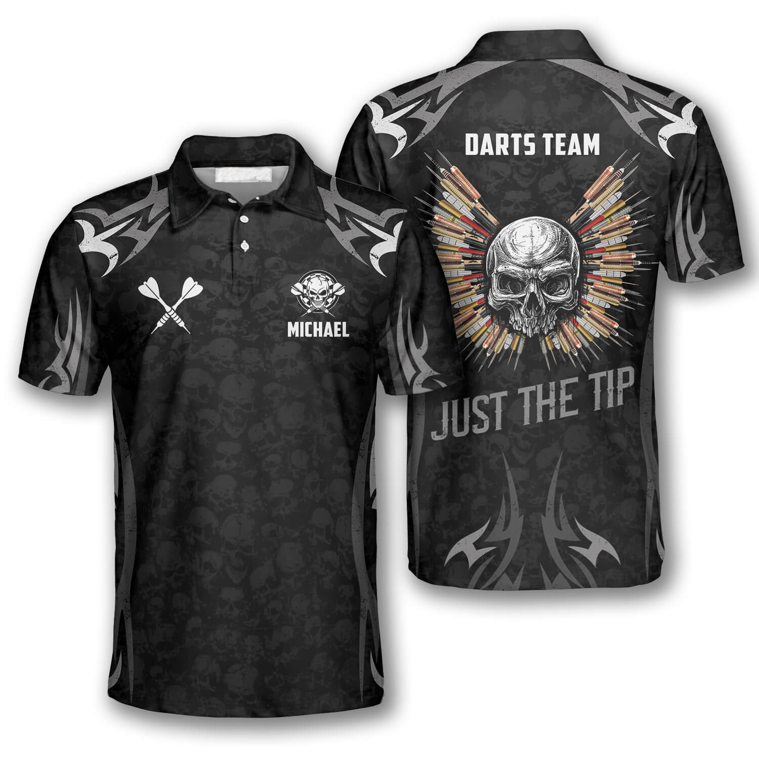 Skull Angel Wings Custom Darts Shirts For Men, Just A Tip Dart 3D Shirt