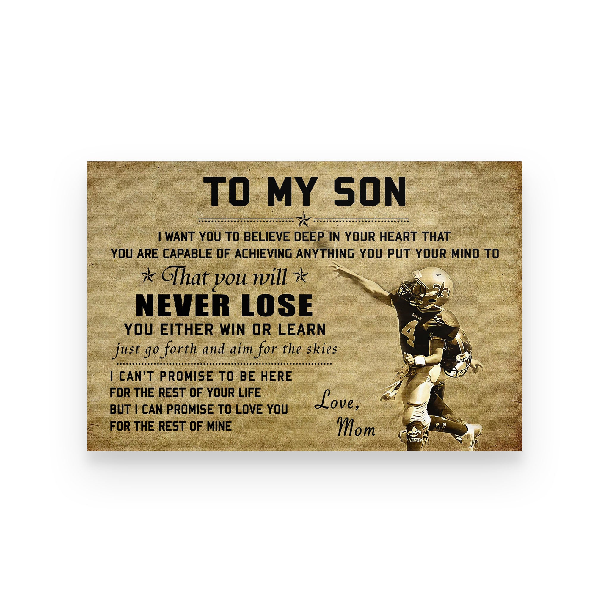 American football poster mom to son I want you to believe deep in your heart vs4