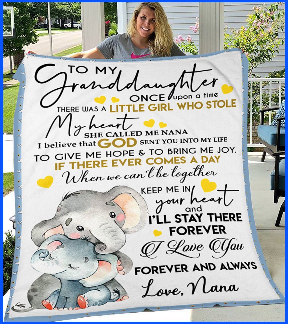 Personalized To My Granddaughter Elephant Fleece Blanket From Grandma I’ll Stay There Forever Great Customized Blanket For Birthday Christmas Thanksgiving