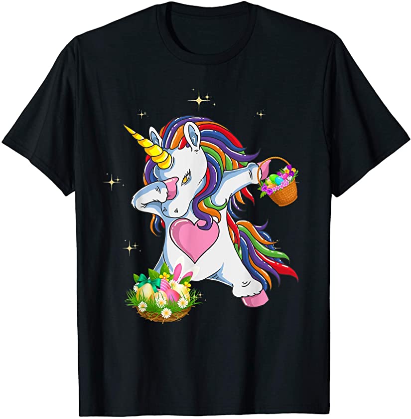 Cute Unicorn Dabbing Easter Bunny Egg Costume for Girls Kids T-Shirt