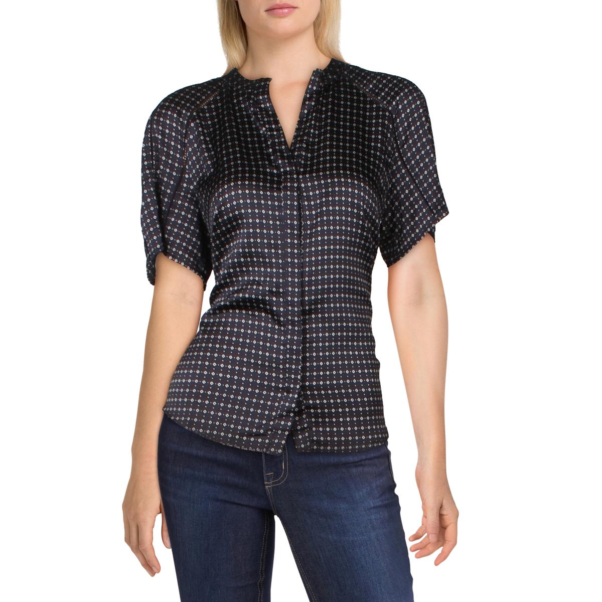 Womens Ladder Stitch V-Neck Blouse