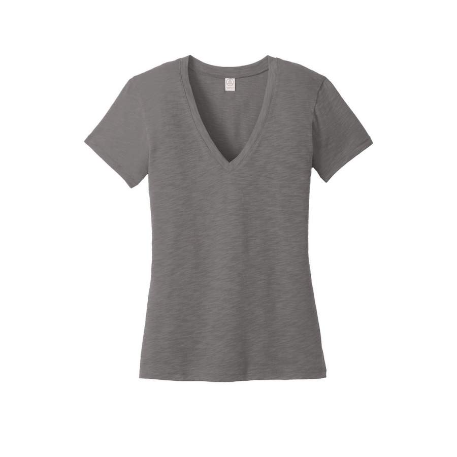 Alternative Apparel Women’s Elephant Grey Weathered Slub So-Low V-Neck Tee