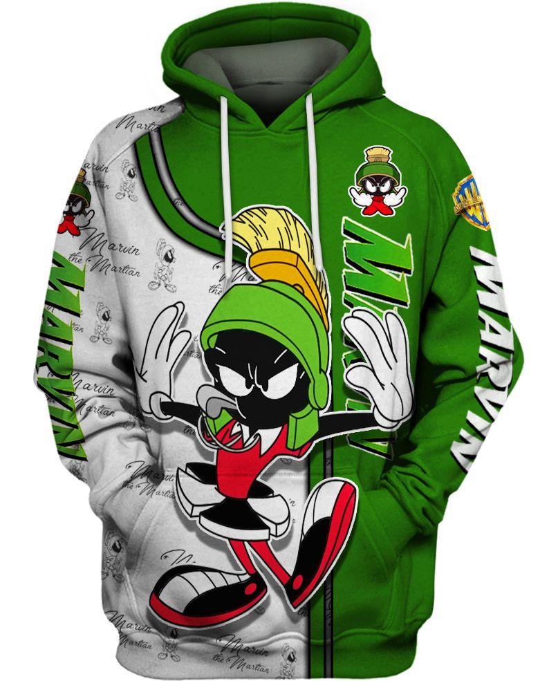 Marvin The Martian Hoodie, Marvin The Martian Sweatshirt Hoodie Looney Tunes Made In USA, Marvin Cartoon Hoodie