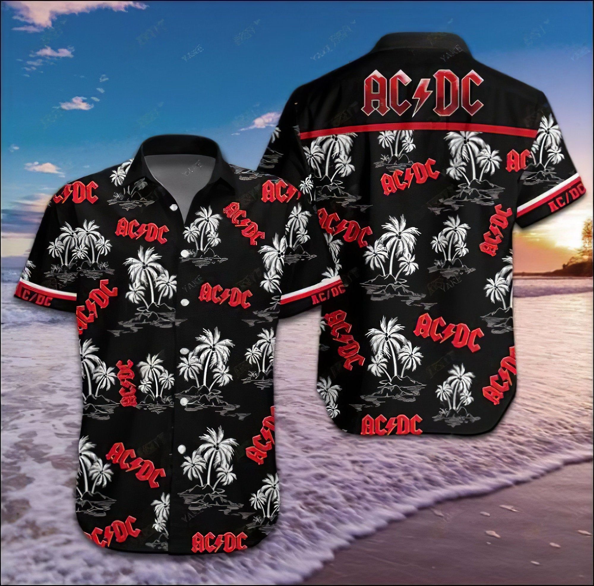 Ac Dc Hawaiian Shirt ,Designed Hawaii Shirt, Beautiful Team Hawaiian Shirt, Family Gift