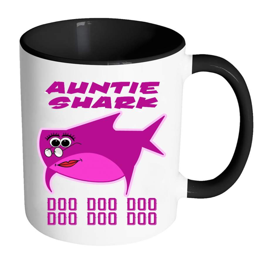 Auntie Shark Doo Doo Doo – Full-Wrap Coffee Colors Accent Mug