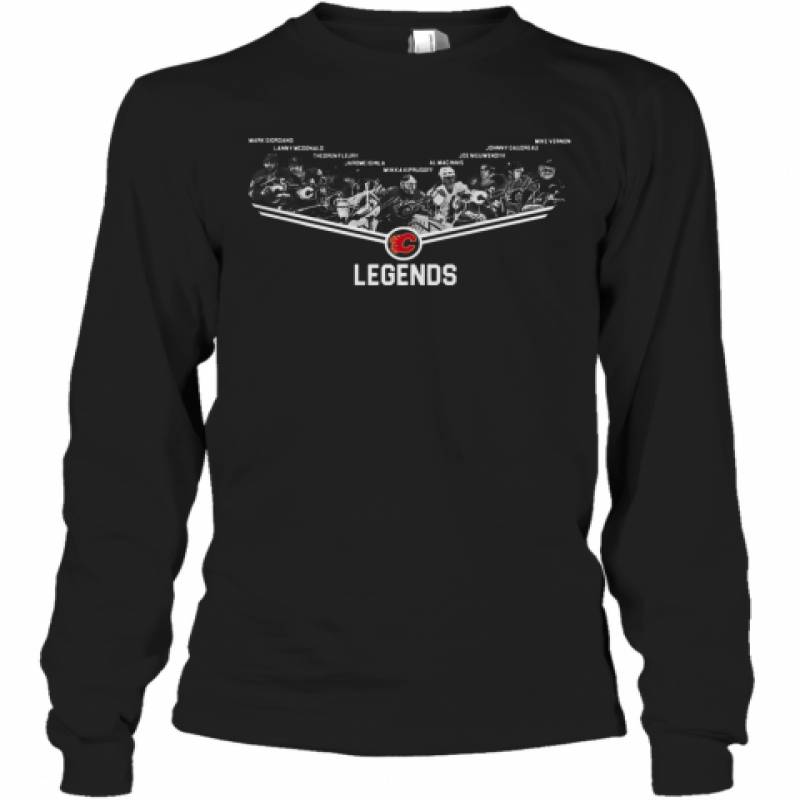 Calgary Flames Legends Team Player Signature Long Sleeve T-Shirt