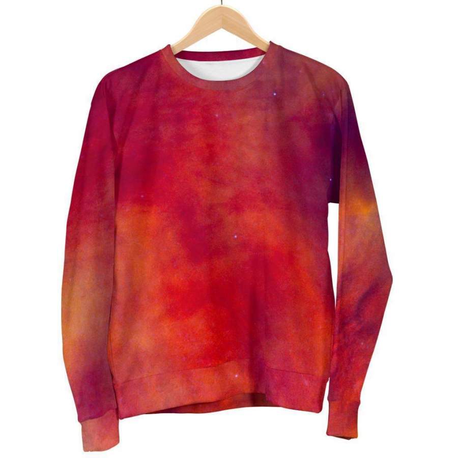 Abstract Nebula Cloud Galaxy Space Print Men’s Crewneck Sweatshirt