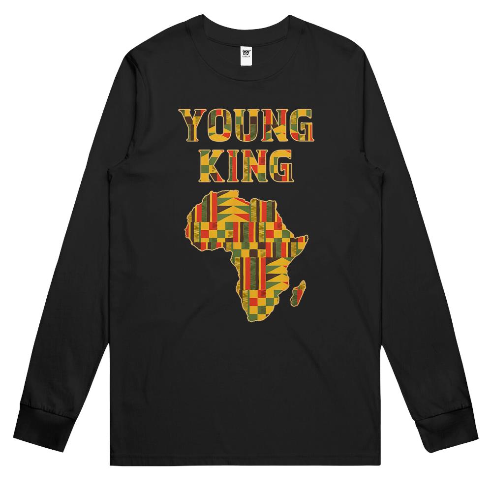 Cool African Kente Art Men Boys Kids African American Print Long Sleeve T Shirts