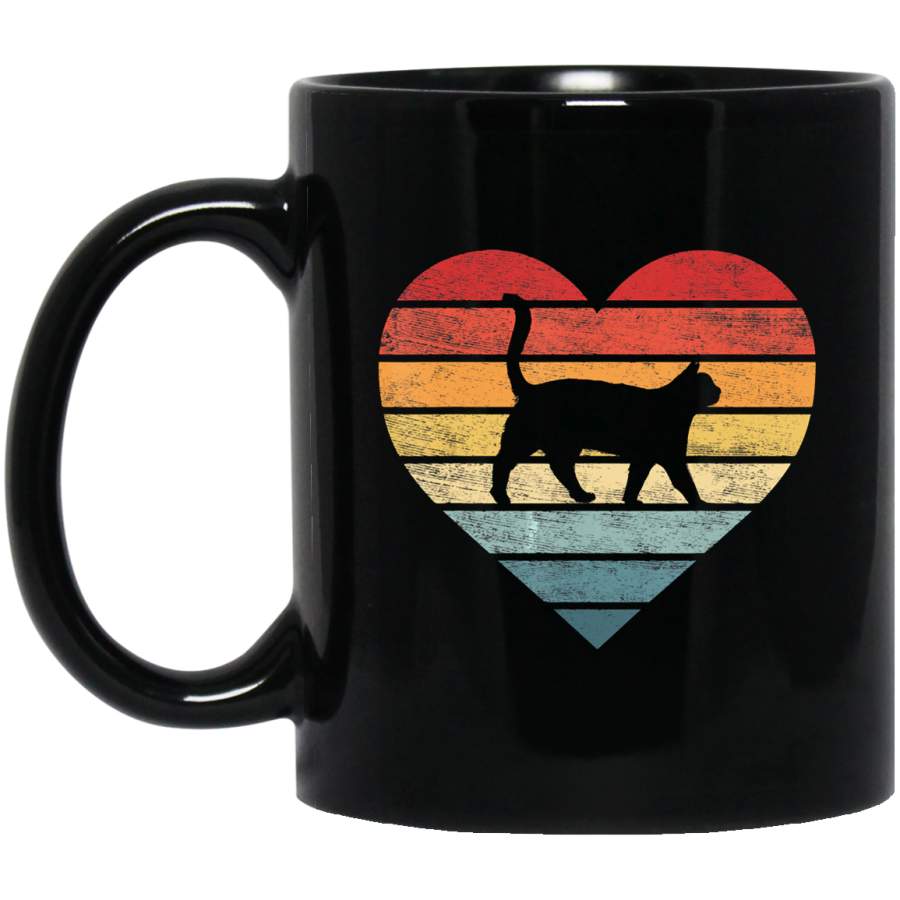 Cat Lover Gifts Vintage Pet Owner Kitty Heart Silhouette Coffee Mug