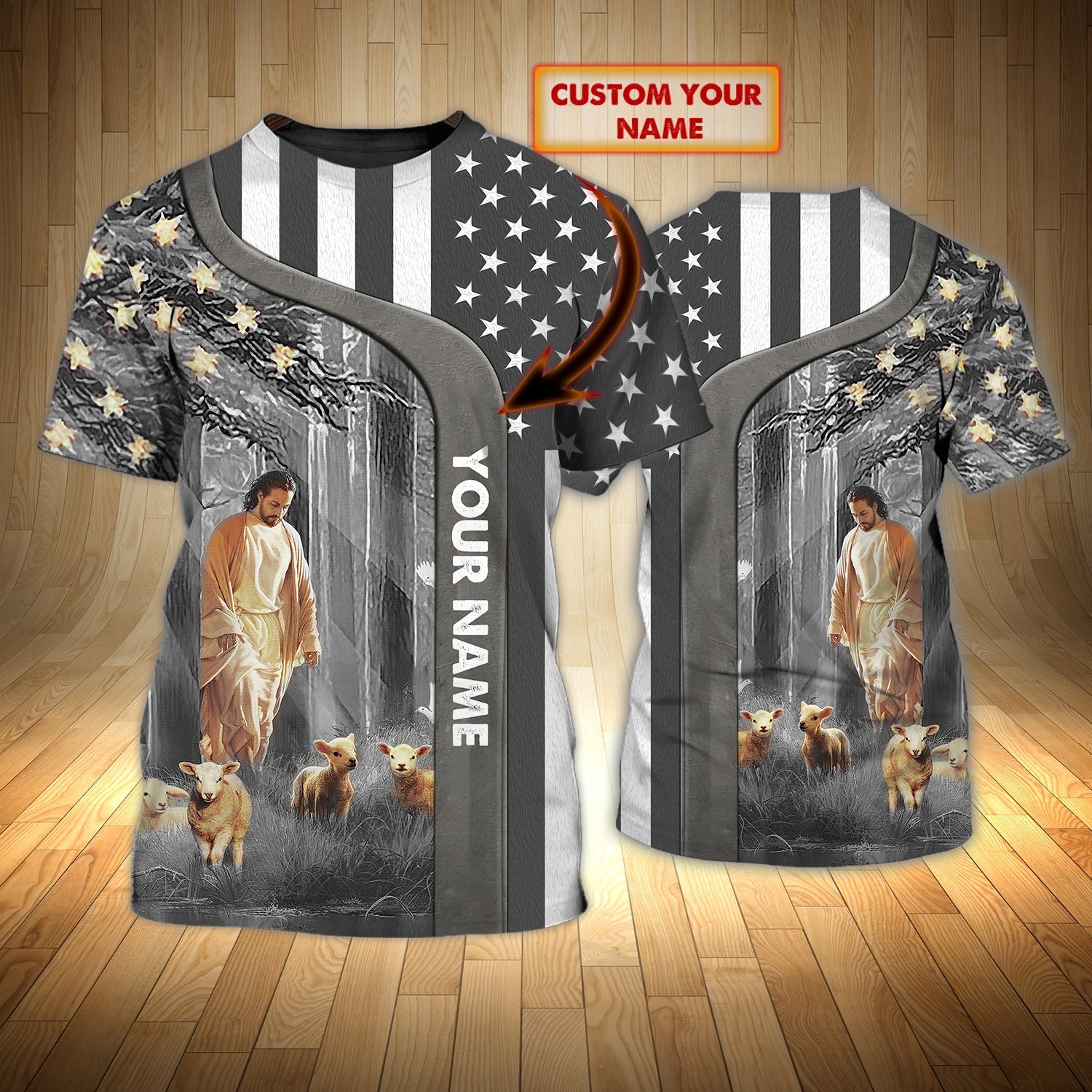 Customized 3D Tee Shirt For Independence Day In Usa Flag Background, Jesus T Shirt Patriotic Shirts