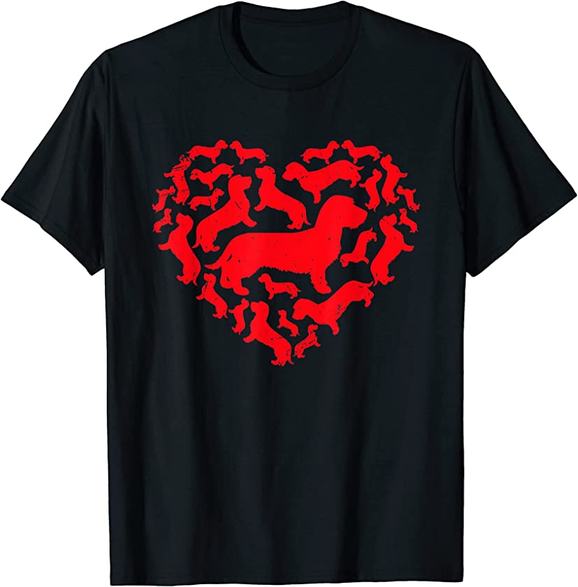 Cute Valentines Day Dachshund Dog Hearts Puppy Lover T-Shirt