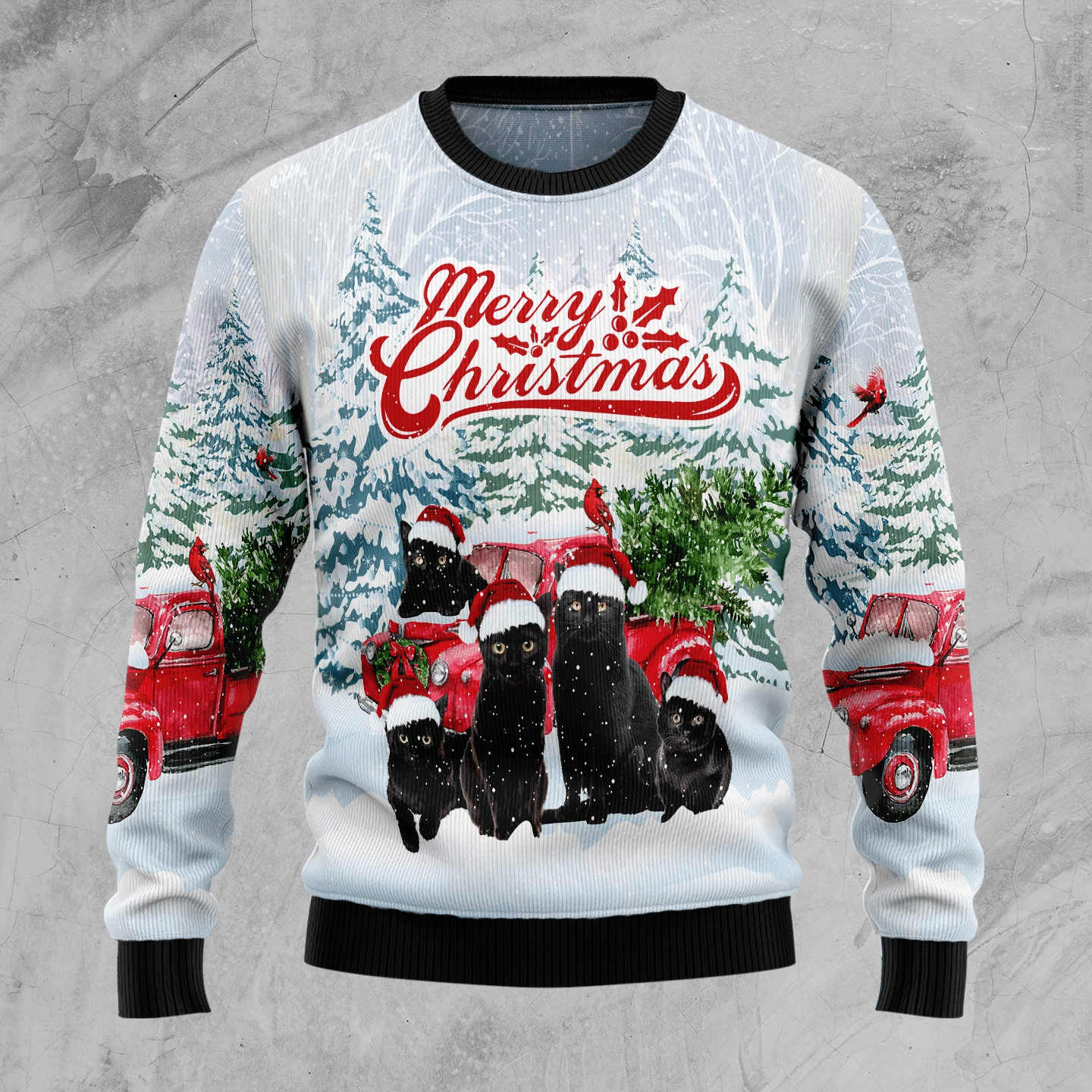 Black Cat Merry Christmas Ugly Sweater