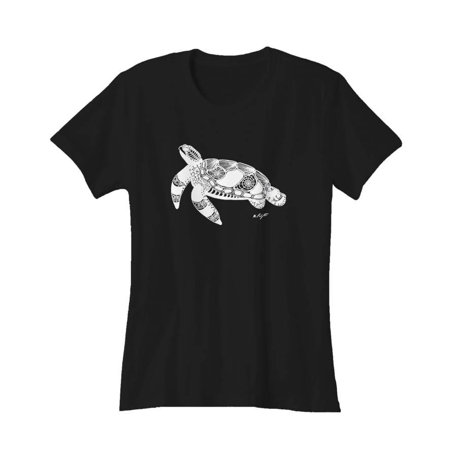 Turtle Art Birthday Sea Turtle Drawing Native American Animal Pen And Ink Ocean Art Women’s T-Shirt