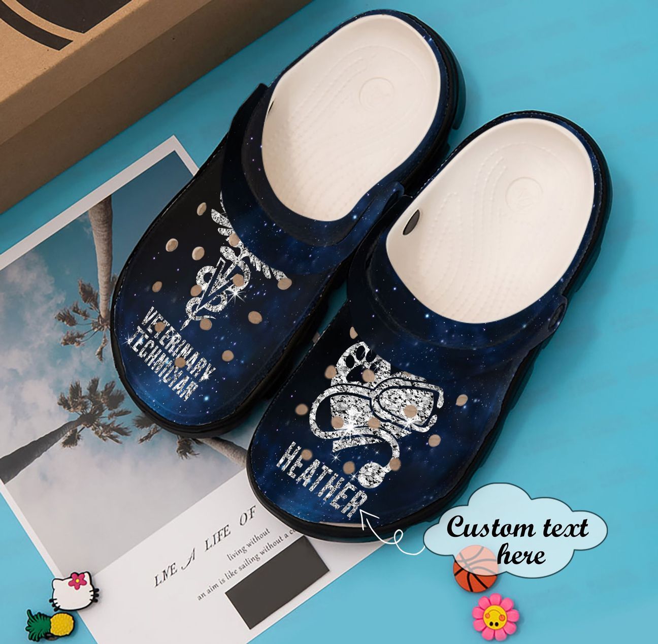 Vet Tech Personalized Clog, Custom Name, Text, Color, Number Fashion Style For Women, Men, Kid, Print 3D Diamond Vet Tech