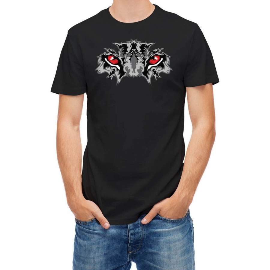 Tiger With Red Eyes Black Short Sleeve T-Shirt