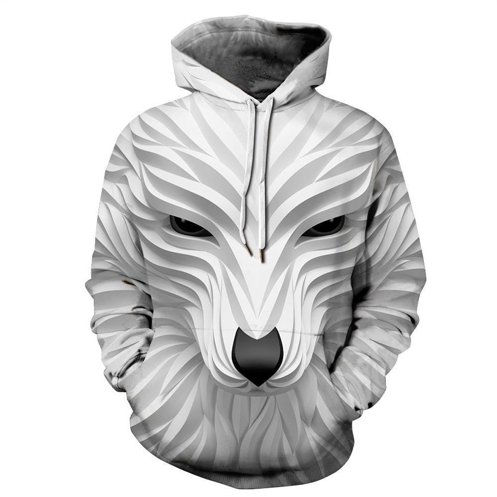 White Fox Hoodie 3D Painted Pullover Sweatshirt – Chingontees