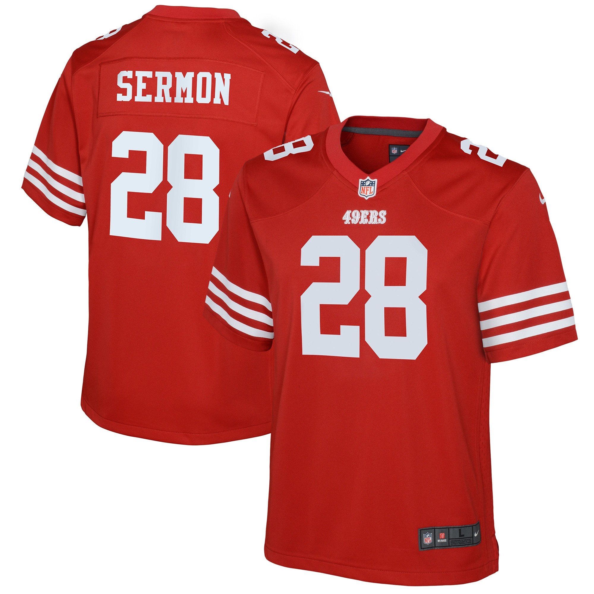 Trey Sermon San Francisco 49ers Game Jersey – Scarlet NFL