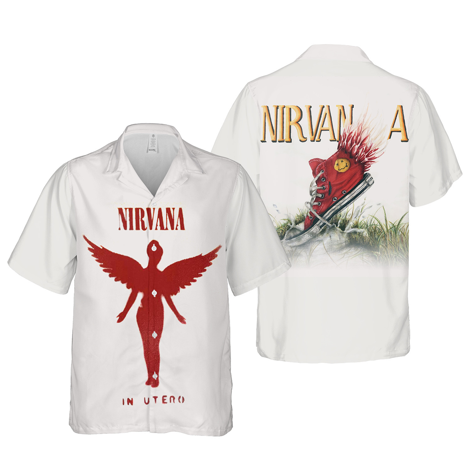 Nirvana Merch Shoes Art In Utero Poster Cuban Shirt Premium Unique Hawaii Ha43500