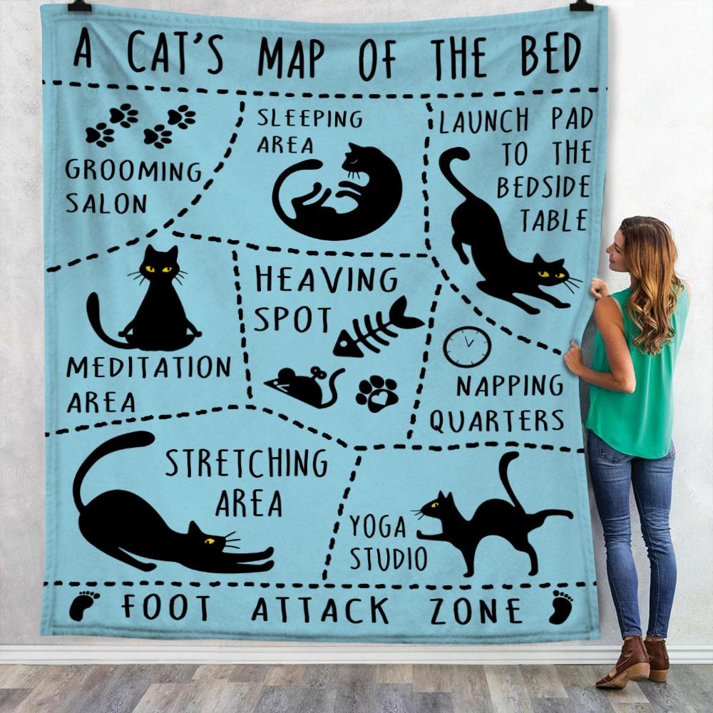 Black Cat Fleece Blanket, Sherpa Blanket, Gift For Parent, Family Member, Friends Gift, Christmas Gift, Home Decor, Home Living – Up1