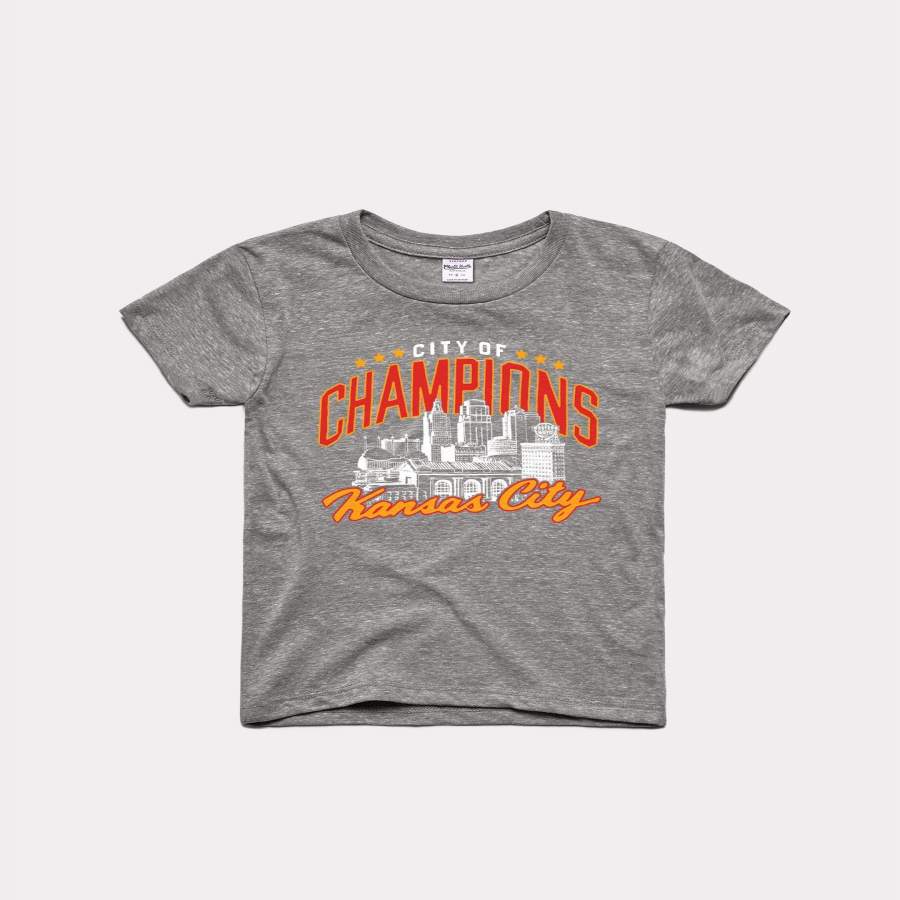 Kids City Of Champions Vintage Grey Kansas City T-Shirt