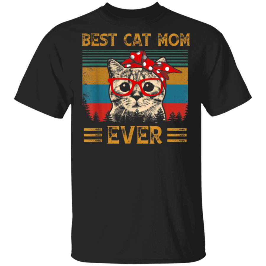 Vintage Best Cat Mom Ever Funny Cat Mom Mothers Day Gifts T-Shirt