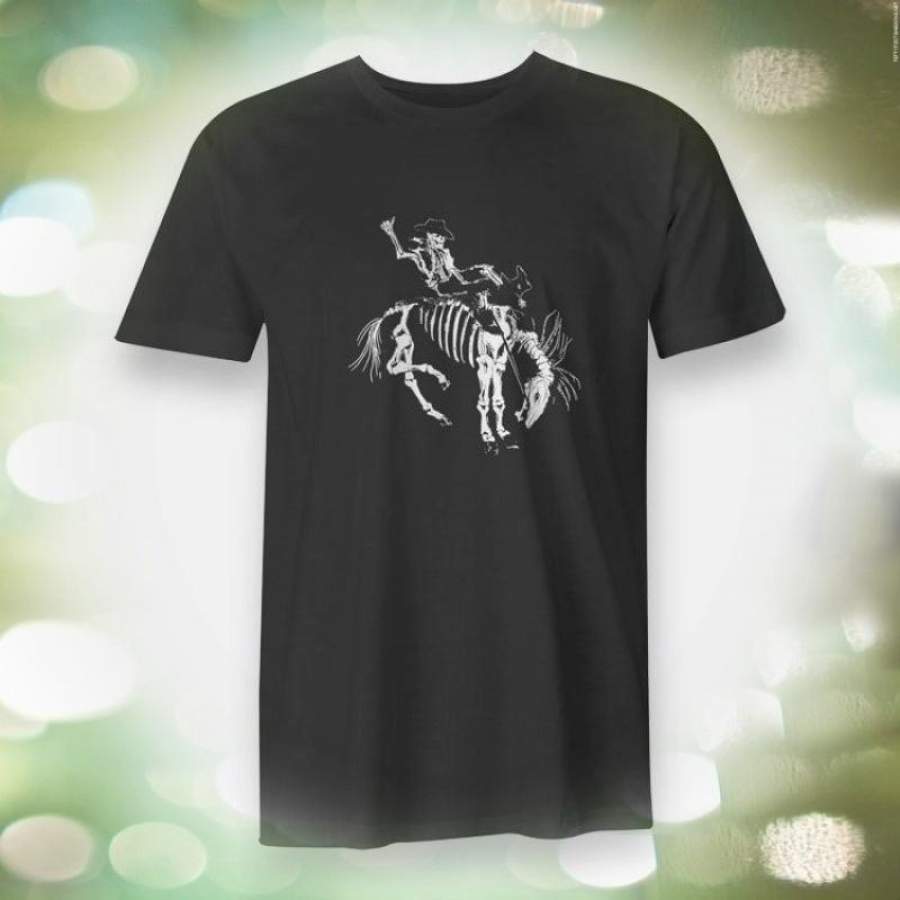 Skeleton Horse Cowboy Gary Allan Black T-Shirt Mens Tops Casual Trendy Cozy Short Sleeve O Neck Tee