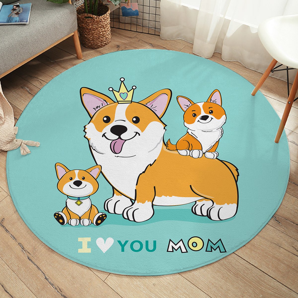 Corgi Love SW2432 Round Rug