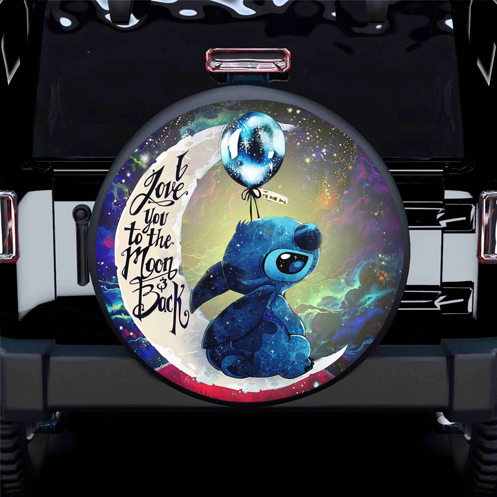 Stitch Love You To The Moon Galaxy Spare Tire Covers Gift For Campers