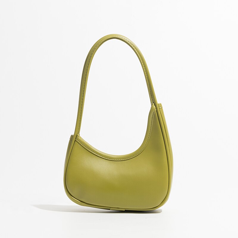 MABULA Luxury Hobo Shoulder Bag for Women 2022 Trend Green Half Moon Leather Tote Handbag Casual Brand Chic Statchels Purse alx