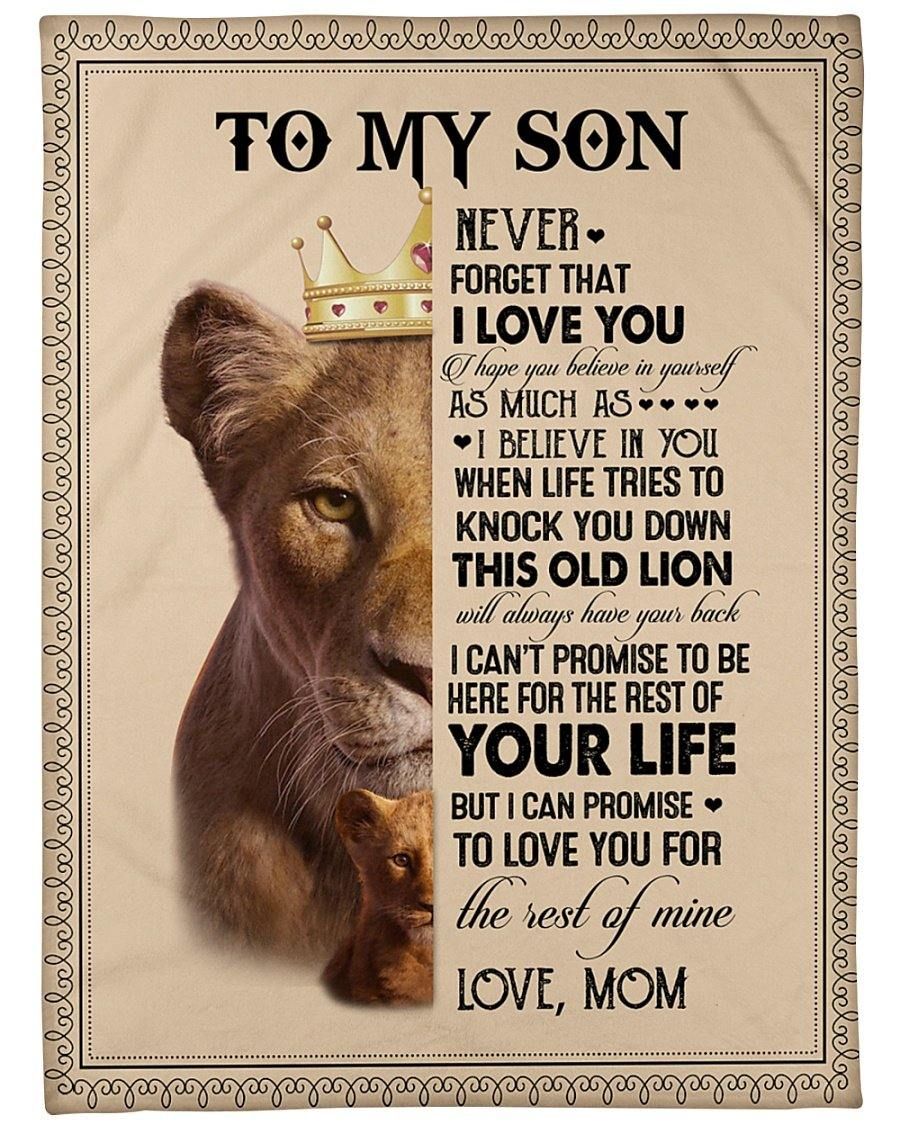 [Personalized Name] Lion To My Son Never Forget That I Love You Fleece Blanket, Sherpa Blanket, Gift For Family Member, Friends Gift, Christmas Gift, Home Decor, Home Living