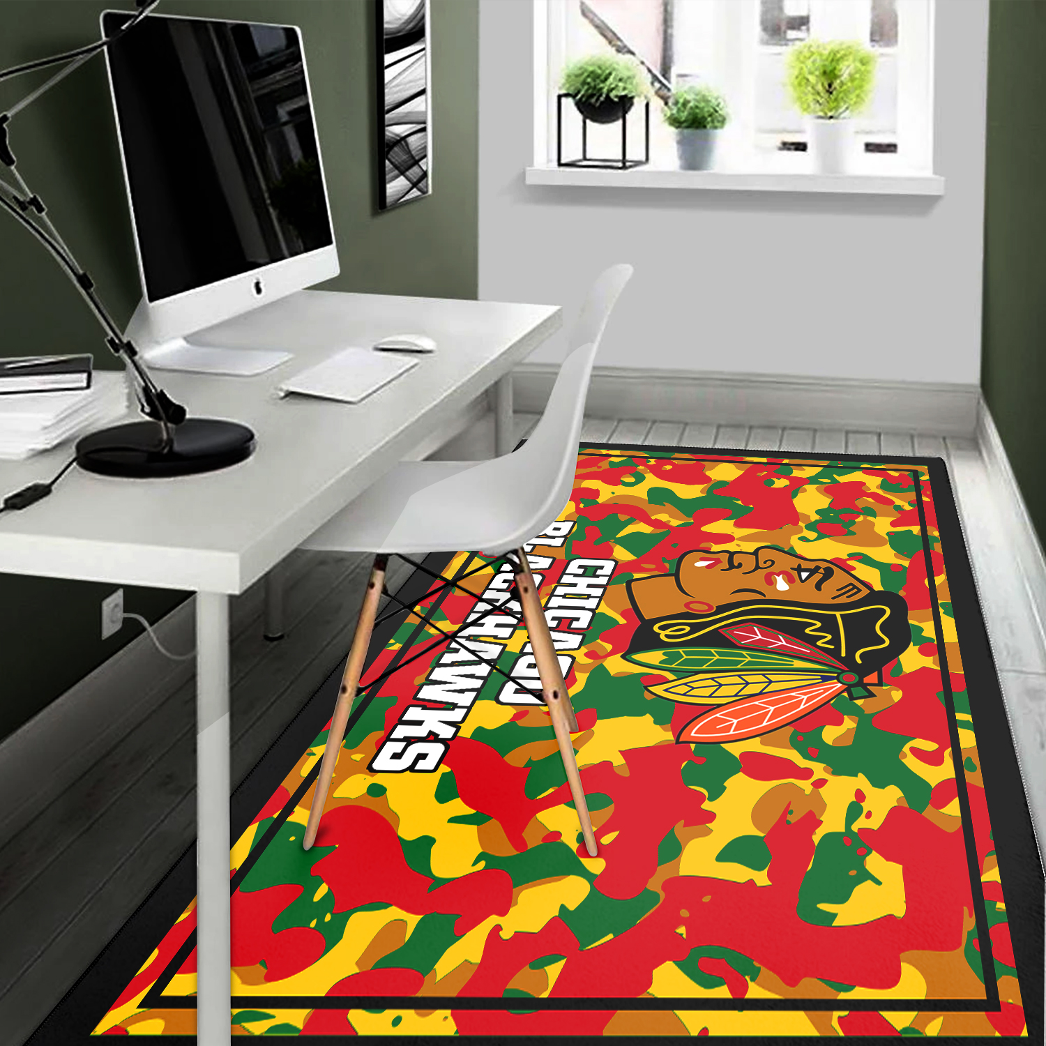 Chicago Blackhawks Camouflage Area Rug