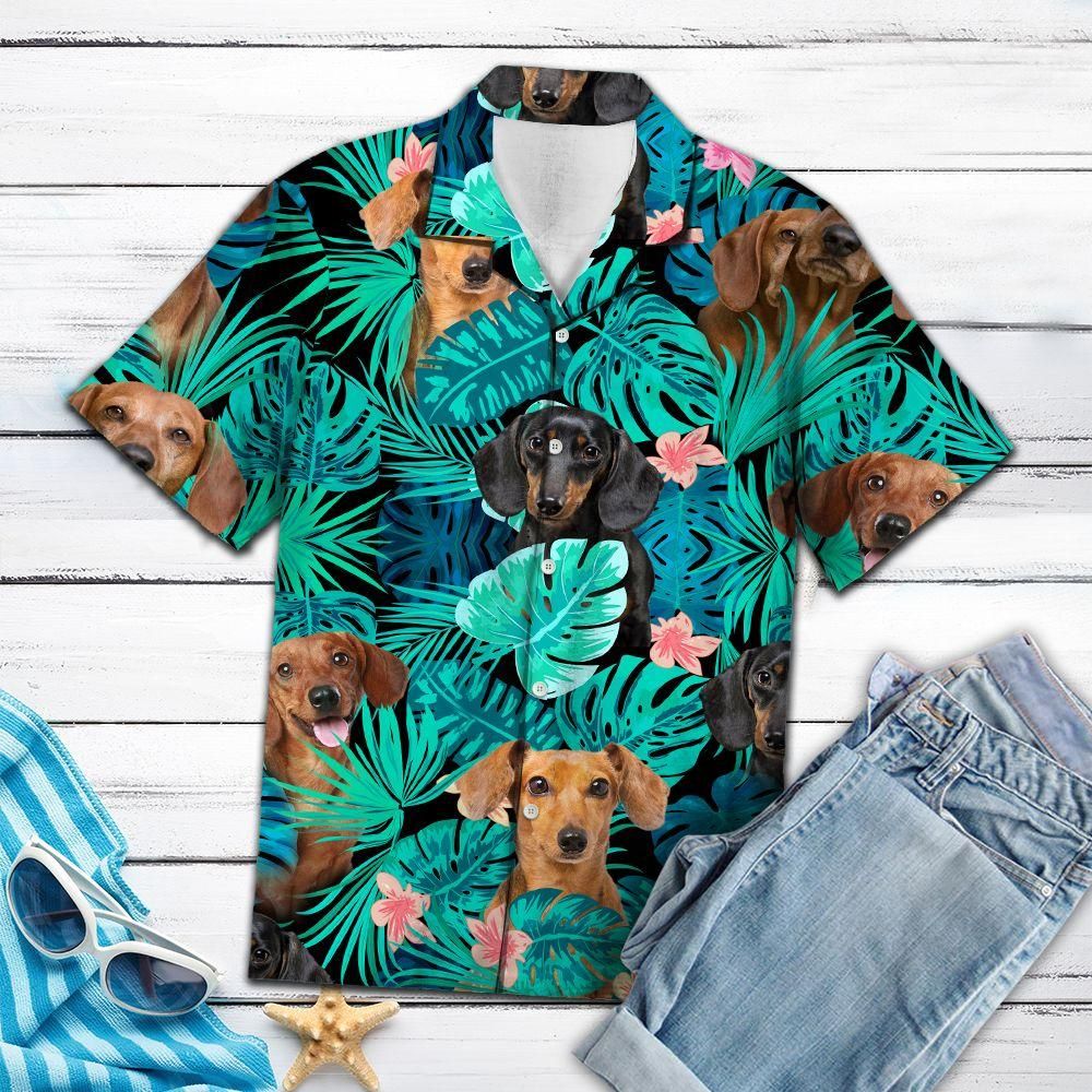 Tropical Dachshund Aloha Hawaiian Shirt Colorful Short Sleeve Summer Beach Casual Shirt For Men And Women