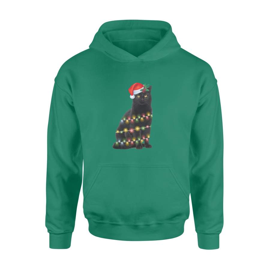 Black Cat Christmas Light Hoodie