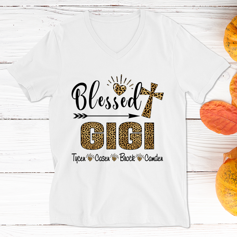 Blessed Grandma, Gigi Leopard Skin V-Neck