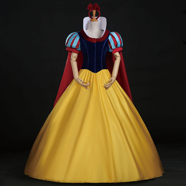 Snow White Costume Custom Made Adult Halloween Costumes Princess Snow White Cosplay Costume Headband Cloak Snow White Dress alx