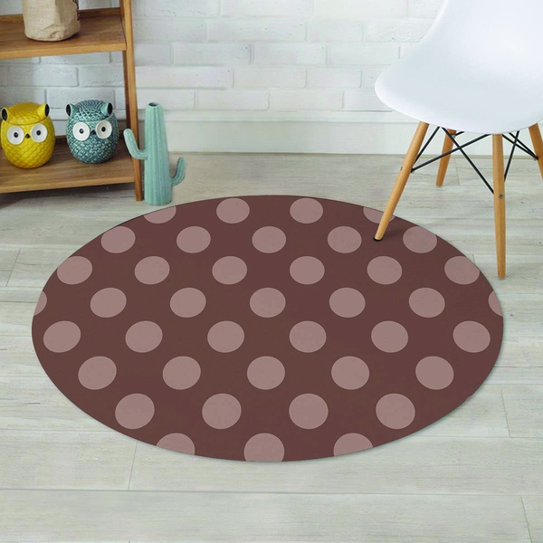 Brown And Tan Polka Dot Round Rug