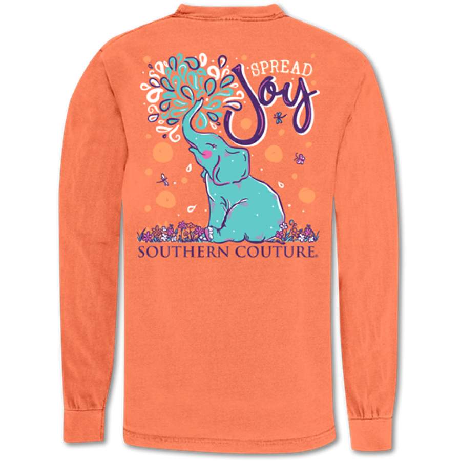 Southern Couture Spread Joy Elephant Comfort Colors Long Sleeve T-Shirt