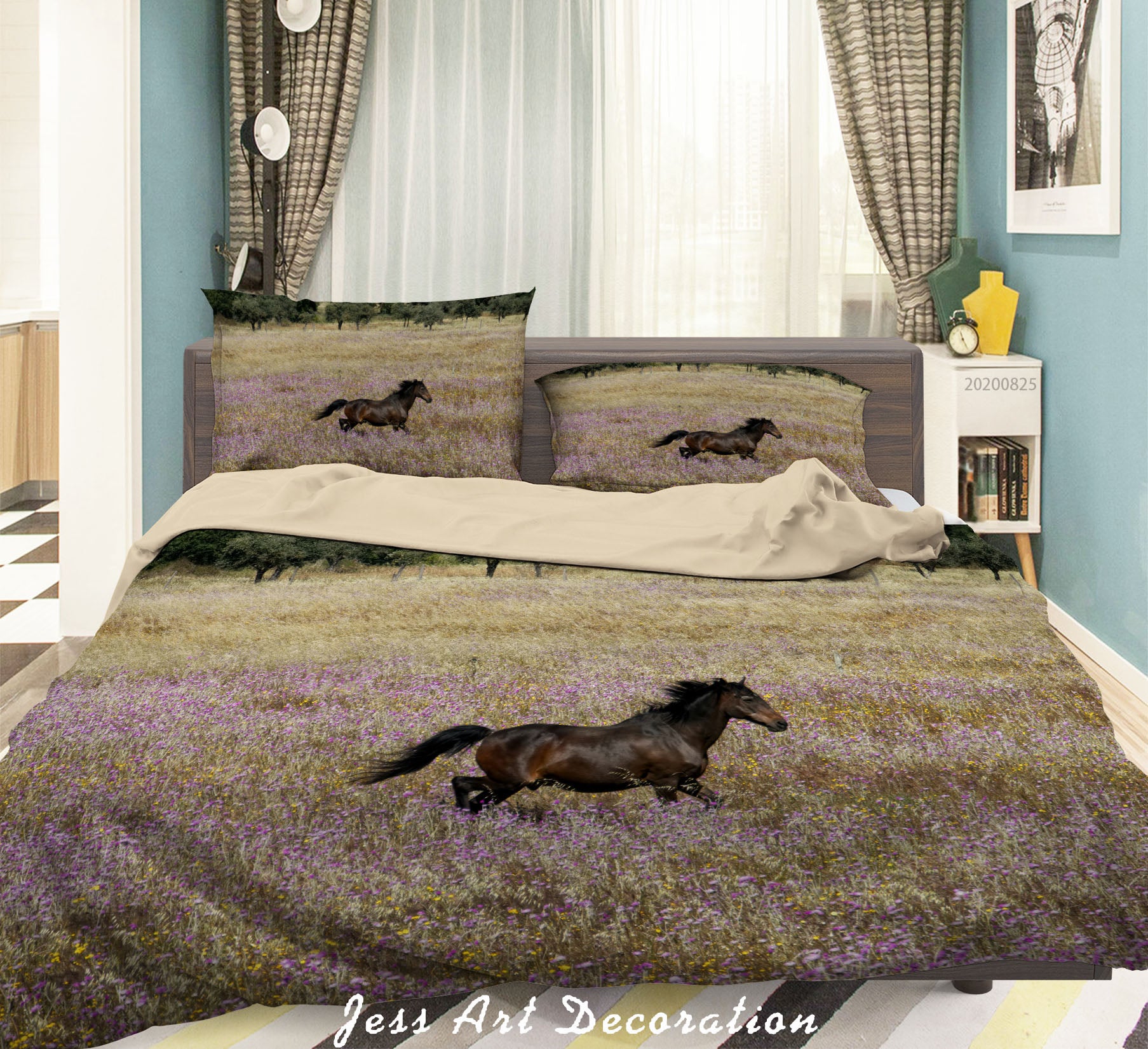 3D Nature Animal Horse Floral Quilt Cover Set Bedding Set Duvet Cover Pillowcases Wj 3345