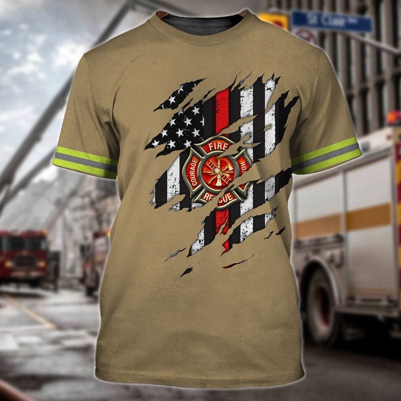 Flag American Firefighter 3D Printed Shirt, Firefighter Apparel, Cool T Shirt For Firefighter Lovers