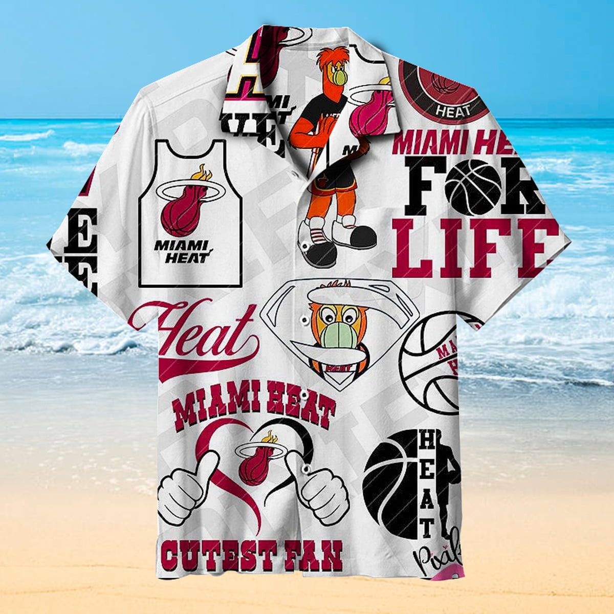 Nba Miami Heat White For Life Trendy Hawaiian Shirt Aloha Shirt