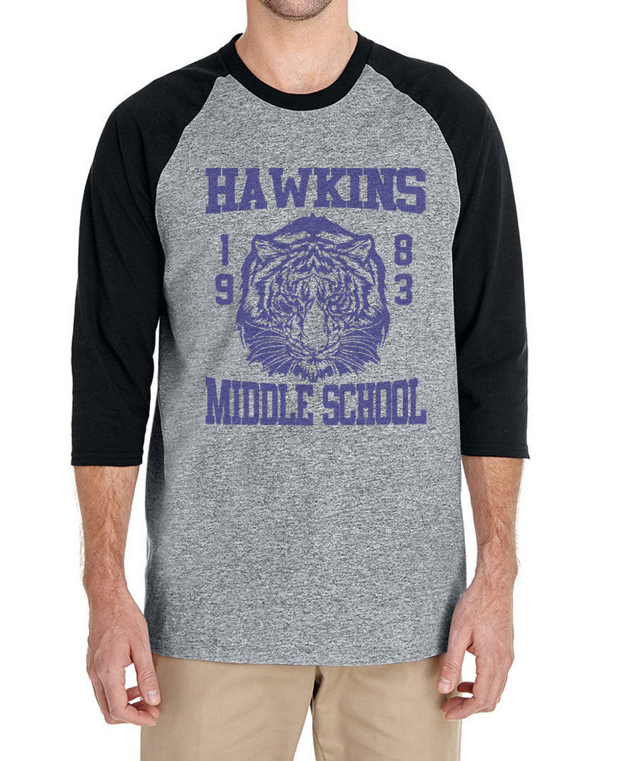 Hawkins Middle School Tiger 1983 Unisex 3/4 Raglan Tee