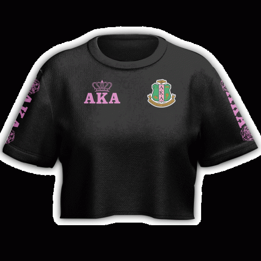 Alpha Kappa Alpha Aka Crown I Love Aka Rose Black Crop Top T Shirt